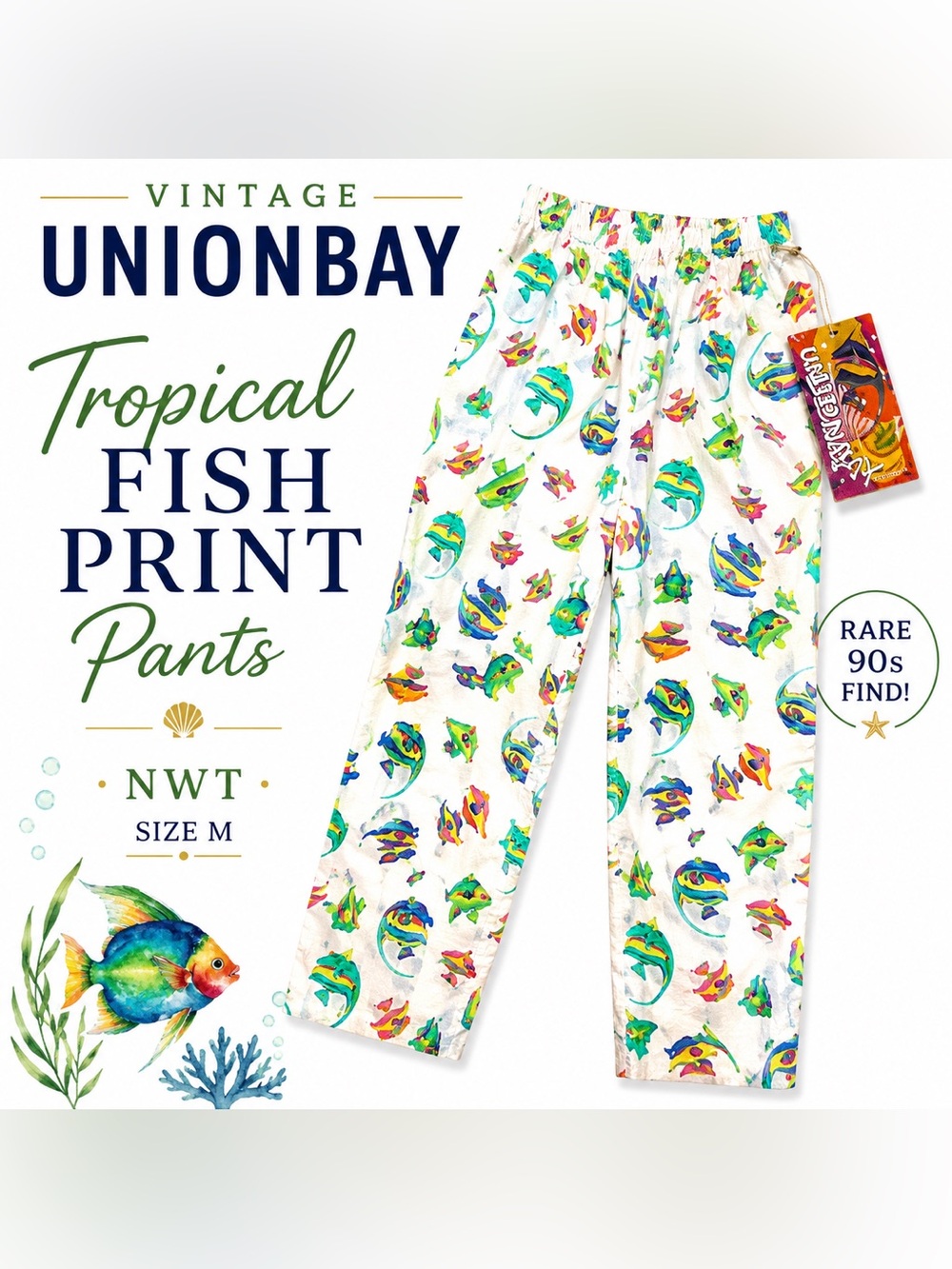 Rare!! UNIONBAY 90S Women's Colorful Patterned Pants NWT Deadstock